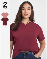 Simply Be - 2 Pack High V Neck Slim Fit T-Shirt - Lyst