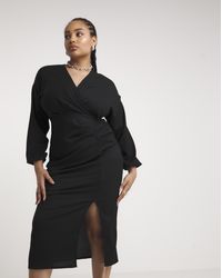 Simply Be - Textured Jersey Ruched Midaxi Dress - Lyst