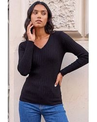 Roman - Roman V-Neck Ribbed Knit Jumper - Lyst