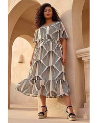 Roman Curve - Abstract Button Detail Dress - Lyst