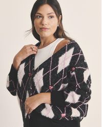 Simply Be - Argyle Boyfriend Cardigan - Lyst