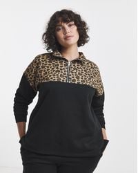 Simply Be - Leopard Half Zip Sweat - Lyst