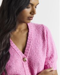 Simply Be - Puff Sleeve Button Cardigan - Lyst