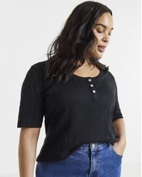 Simply Be - Pointelle Rib Henley - Lyst