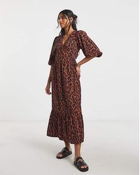 Simply Be - Animal Woven Wrap Dress - Lyst