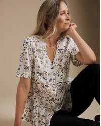 Julipa - Printed Button Down Peplum Blouse - Lyst
