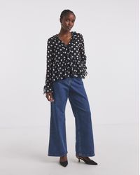 Simply Be - Spot Print Ruffle Front Blouse - Lyst