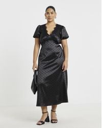 Simply Be - Spot Satin Tea Dress - Lyst