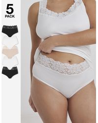 Pretty Secrets - 5 Pack Neutral Lace Top Full Fit Briefs - Lyst