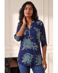 Roman - Roman Floral Puff Print Stretch Shirt - Lyst