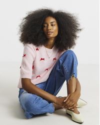 Simply Be - Embroidered Bow Knitted Jumper - Lyst