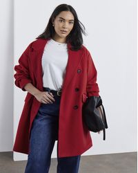 Simply Be - Double Breasted Lined Coat - Lyst
