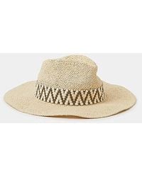 Accessorize - Chevron Straw Fedora Hat - Lyst