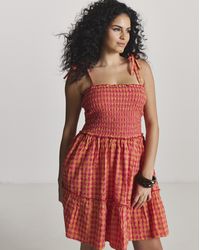 Beach To Beach - Gingham Mini Beach Dress - Lyst