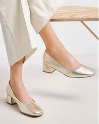 Heavenly Soles - Low Block Heel Court Shoes Ex Wide - Lyst
