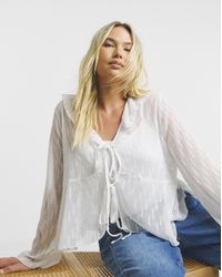 Simply Be - Flute Sleeve Ruffle Sheer Blouse - Lyst
