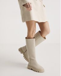Simply Be - Chunky Cleated Knee Boots Wide S - Lyst