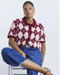Simply Be - Argyle Short Sleeve Cardigan - Lyst