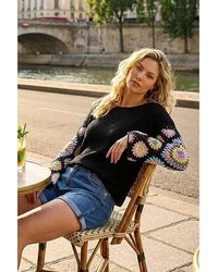 Roman - Roman Crochet Sleeve Knit Jumper - Lyst