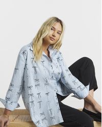 Simply Be - Bow Print Striped Oversized Shirt - Lyst