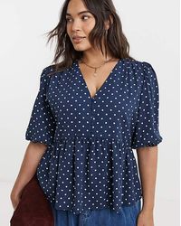 Simply Be - Button Through Peplum Blouse - Lyst