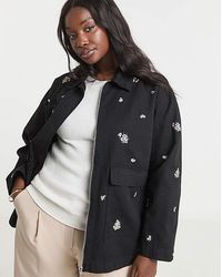 Simply Be - Floral Embroidered Utility Shacket - Lyst