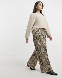 Simply Be - Print Denim Pleat Wide Leg Jeans - Lyst