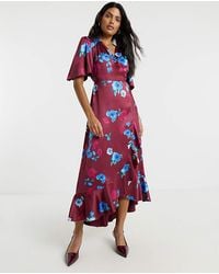 Flounce London - Floral Wrap Dress - Lyst