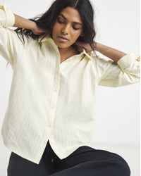 Simply Be - Boxy Striped Seersucker Shirt - Lyst