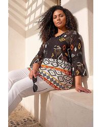 Roman Curve - Ikat Print Woven Top - Lyst