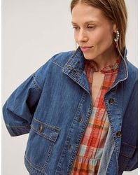 Monsoon - Gwen Funnel Neck Denim Jacket - Lyst