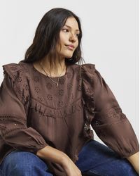 Simply Be - Broderie Yoke Blouse - Lyst