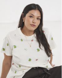 Simply Be - Apples And Pears Embroidered T-Shirt - Lyst