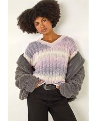 Roman - Roman Ombre Textured V-Neck Knit Jumper - Lyst