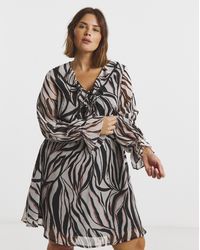 Simply Be - Print Georgette Frill Skater Dress - Lyst