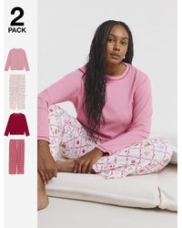 Simply Be - Christmas Ribbed 2 Pack Pj Sets - Lyst