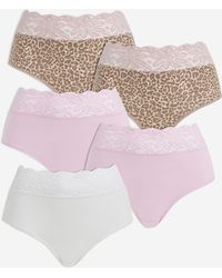 Pretty Secrets - 5 Pack Lace Top Full Fit Briefs - Lyst