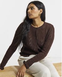 Simply Be - Pointelle Crew Neck Frill Hem Cardigan - Lyst