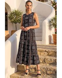 Roman - Roman Floral Motif Tiered Midi Dress - Lyst