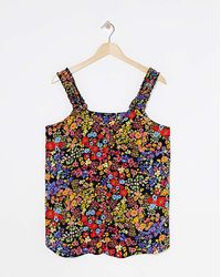 Simply Be - Floral Print Button Frill Strap Cami - Lyst
