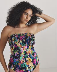 Simply Be - Shirred Bandeau Tankini Top - Lyst