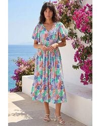 Roman - Roman Abstract Print Button Midi Dress - Lyst