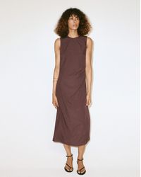 Mango - Side Ruched Dress With Tie Detail - Lyst