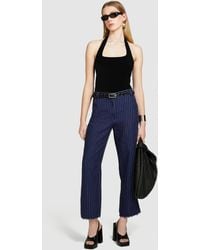 Sisley - Pinstripe Trousers In 100% Linen - Lyst