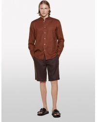 Sisley - Bermuda Marrone Scuro 100% Lino - Lyst