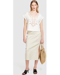 Sisley - Cropped Blouse With Crochet - Lyst