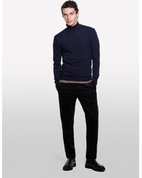 Sisley - Regular Fit Dark Sweater With High Neck, , Dark - Lyst