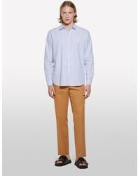 Sisley - Gestreiftes Hemd Aus Hellblauer Leinenmischung, Mann, Größe - Lyst