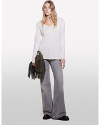 Sisley - Cream Oversized Fit Sweater With Plunging Neck, , Creamy - Lyst