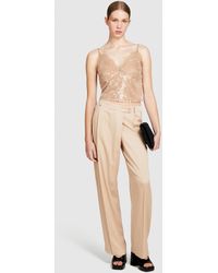 Sisley - Top In Paillettes Con Pizzo - Lyst